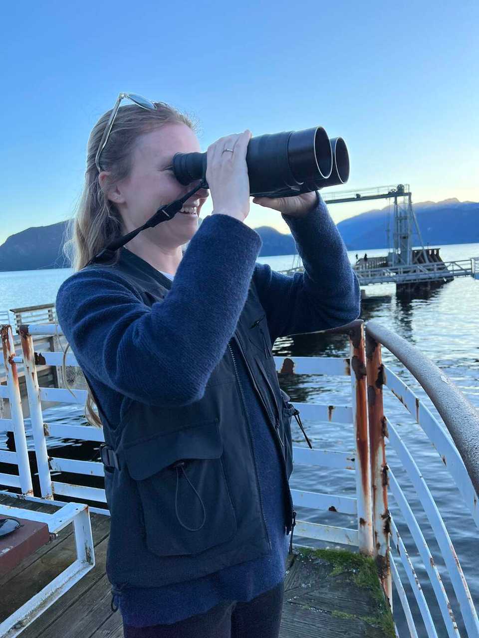 Hannah with binoculars